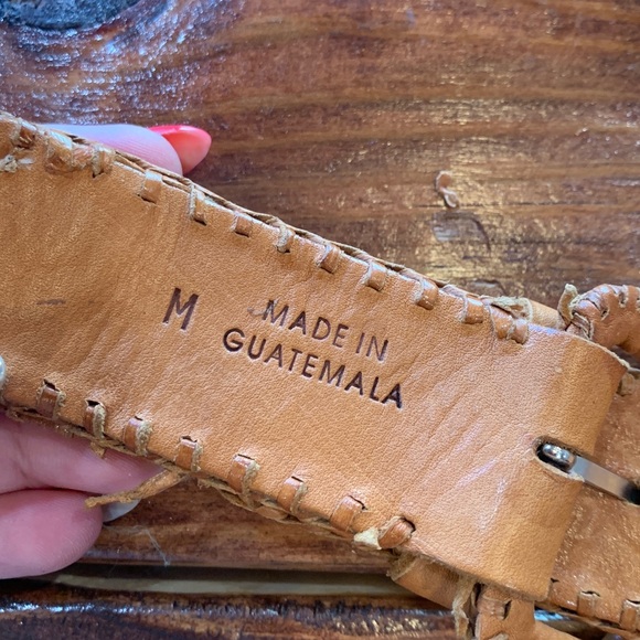 Vintage Guatemalan Woven Leather Concho Belt - Picture 13 of 17